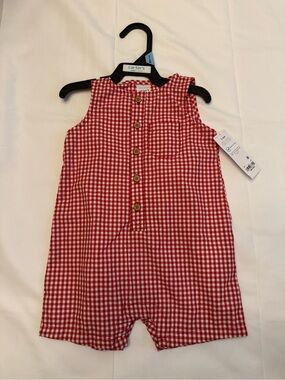Carter's Red & White Gingham Button Romper